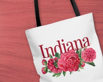 Indiana Tote Bag | Indiana State Gifts | Peony Gifts | Indiana State Pride Tote Bag