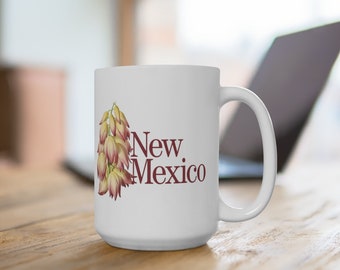 New Mexico Coffee Big Mug | New Mexico State Gifts | New Mexico Yucca Flowers Gifts