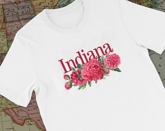 Indiana Shirt | Indiana State Gifts | Peony Flower Gifts | Indiana State Pride Shirt