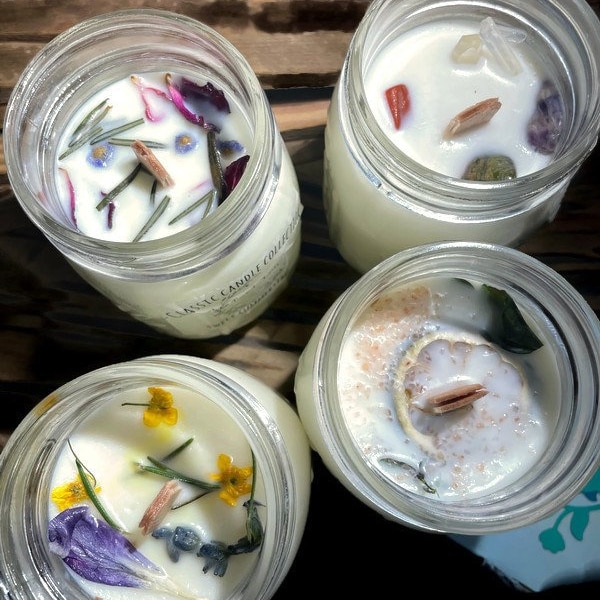 Garden Herb Candles- Minimalist Organic Candle- Fresh & Dried Herbs- Classic candle collection