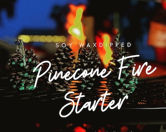 Fire Starter, Pinecone Fire starter, pinecone soy wax dipped fire starter, slow burning fire starter.