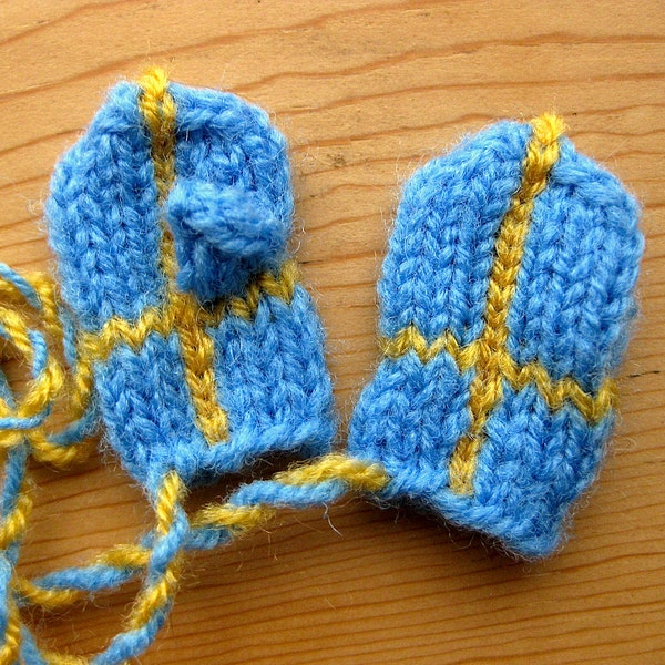 Swedish flag Christmas ornament mittens - please see the rest of my listings for other Nordic flag mini mittens