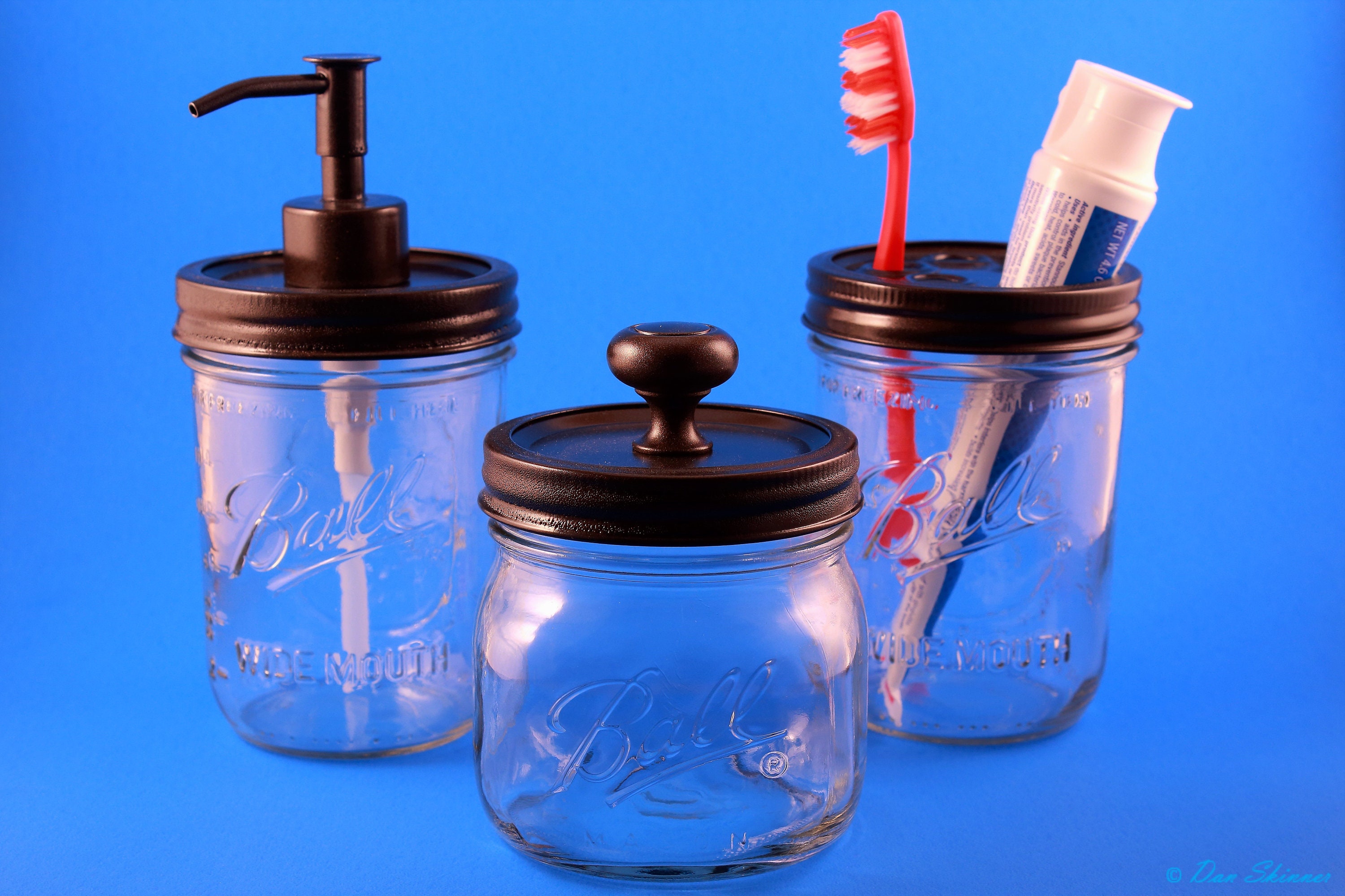 Mason Jar Bath Set Oil Rubbed Bronze Wide Mouth Apothacary Jar Etsy