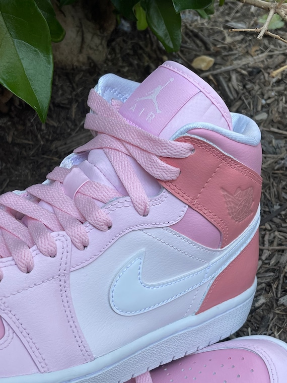 Digital Pink Air Jordan 1 Mid Hot Pink Womens Etsy