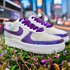 Purple Nike Shoes Bling Purple Sparkle Sneakers Custom Nike Bling Shoes Embellishment Bling Gift to Her Purple Bling Shoes Team Shoes