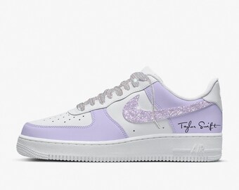 Taylor Swift Shoes Lavender Bling Taylor Swift Shoes Gift for Her Birthday Taylor Gift af1 for her Birthday Purple Lavender af1 Sneakers