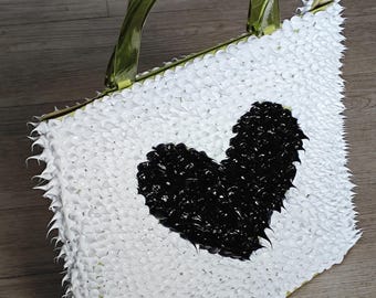 Heart silicone dressed hand bag. LaMarthe green leather bag. covered with soft silicone spikes. Design by YuvalDor for Conceptic™