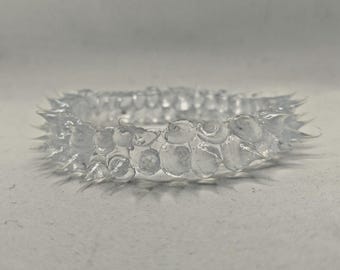 100% Clear Osher Super7  spikes  bracelet. Handmade design by Yuval Dor.