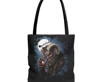 Krampus Art Tote Bag, Holiday Shopping Bag, Jason Spyda Adams Design