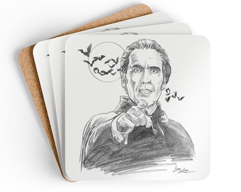 Dracula Christopher Lee Coaster Set, Gothic Horror Drinkware