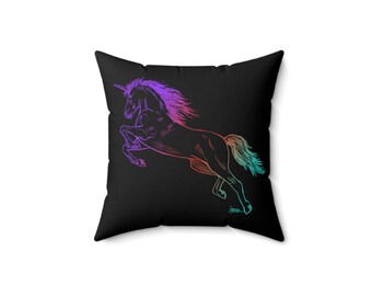 Unicorn Print Square Pillow, Kids Room Decor