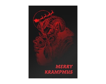 Krampus Holiday Art Postcards, Spooky Christmas Greetings