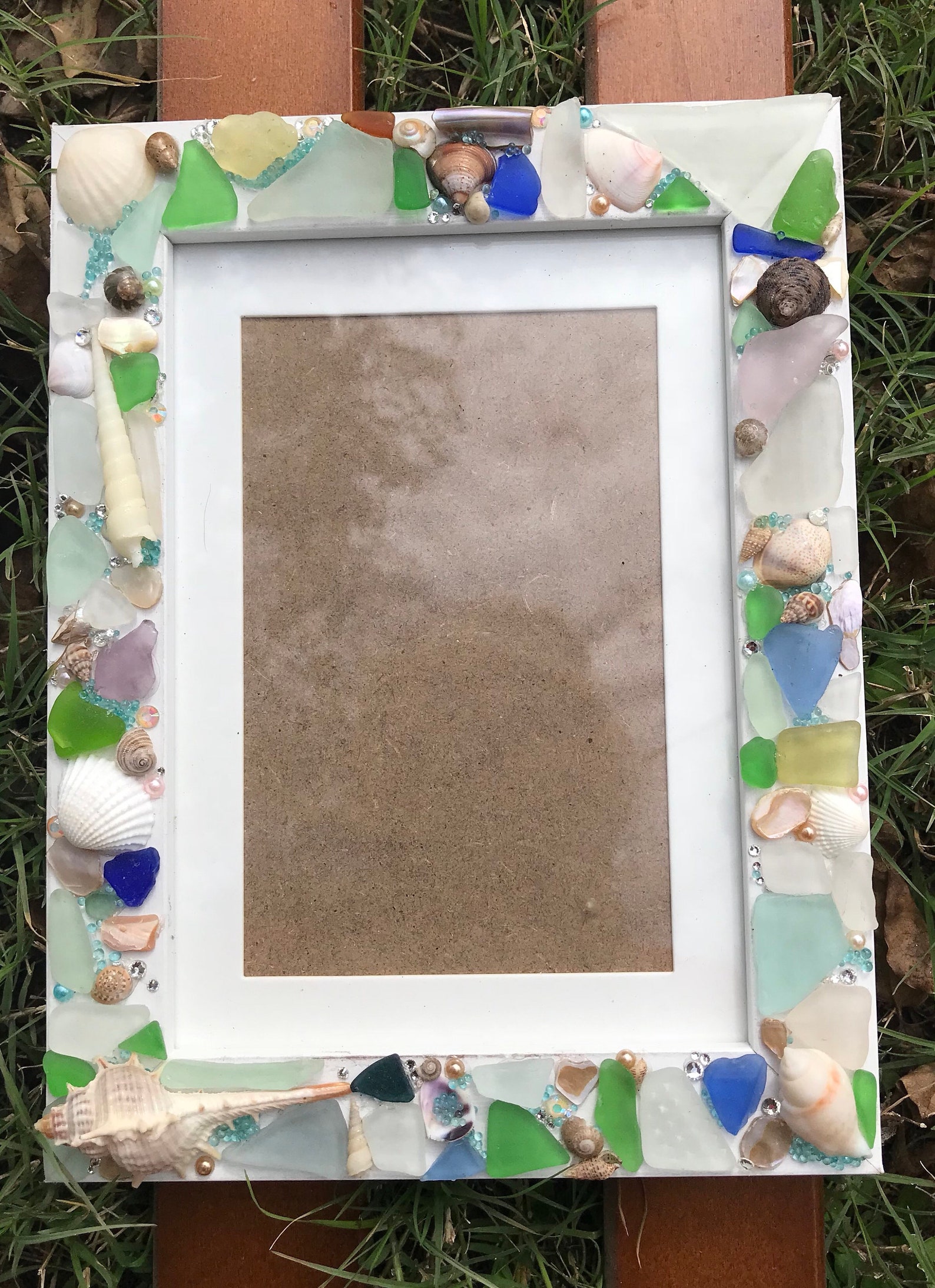 Custom Made Sea Glass Picture Frame Beautiful Handmade Beach Etsy