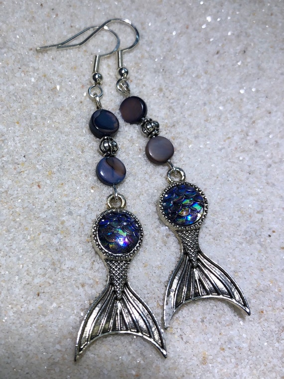 Orecchini a forma di sirena/7 colori a forma di sirena/ganci in argento sterling 925/orecchini da spiaggia/orecchini nautici - Italia