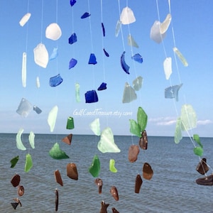 Driftwood Sea Glass Windchime, Beach Wedding Decor, Summer Vibes Gift for newlyweds who love the beach