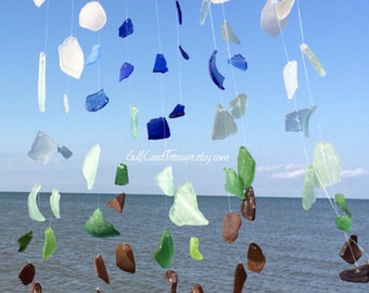 Sea Glass WindChime Best Handmade Selling Made to Order Driftwood Garden lovers Home Decor Nautical Wedding Housewarming Gift for newlyweds