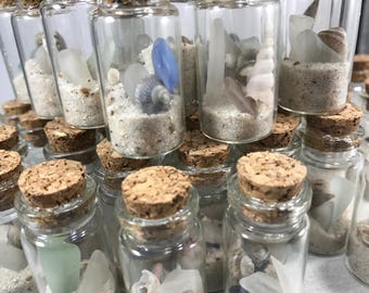 Beach Wedding Favors Treasures in a Bottle Bulk 80 Glass Vial of Florida Sand Sea Shells SeaGlass Ocean Trinket for Beach Party Favors Bulk