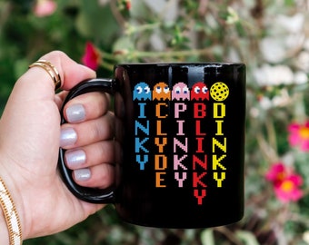 PacMan Pickleball Coffee Mug, pickleball coffee mug, pickleball gift, funny pickleball coffee mug