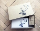 Set of 3 Kraft and White Boxes with a Deer // Small kraft box // Kraft box // White box // Kraft boxes // Cardboard box // Kraft paper boxes