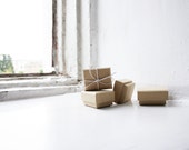 Tiny Kraft Paper Boxes Handmade of Thick Cardboard