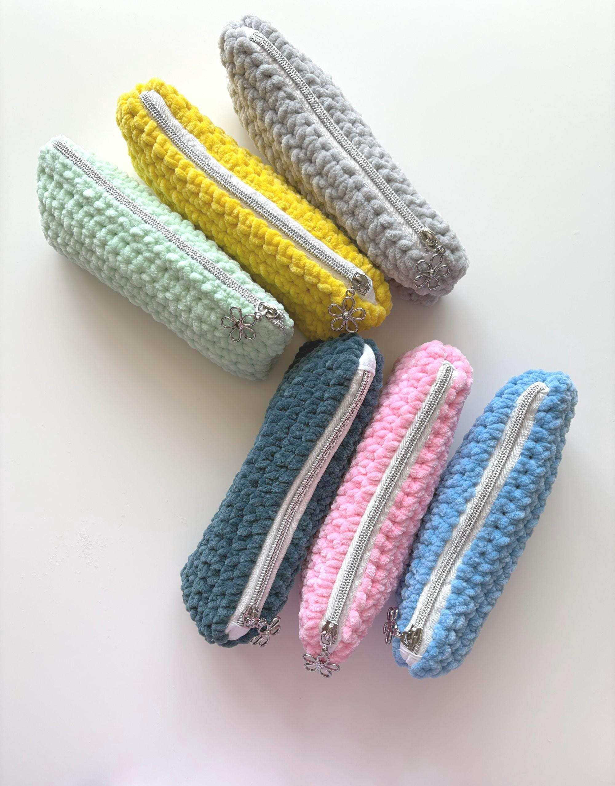 13 Crochet Pencil Case Patterns with Pouches and Wristlets 13 Chenille Crochet Pencil Case