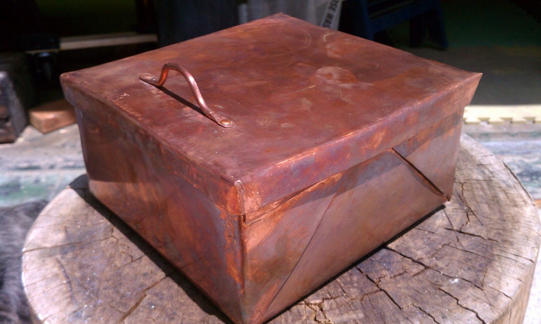 Pure Copper Box With Hinge and Handle - Etsy
