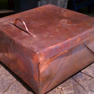 Pure Copper Box with Hinge and Handle