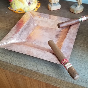 Handmade Solid Copper Cigar Ashtray Cigarette Birthday Groomsmen Retirement Father Coin Keychain Holder Engravable Gift Personalized