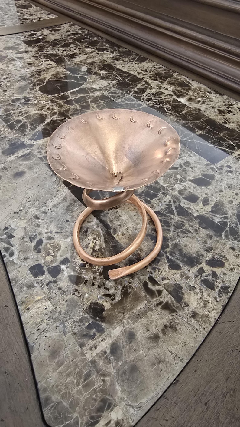 Handmade Copper Incense Holder: Crystal Charger & Candle Stand image 10