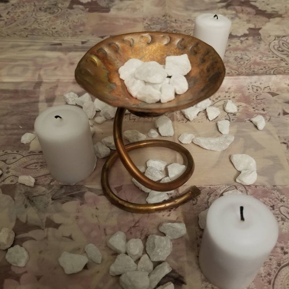Handmade Copper Incense Holder: Crystal Charger & Candle Stand