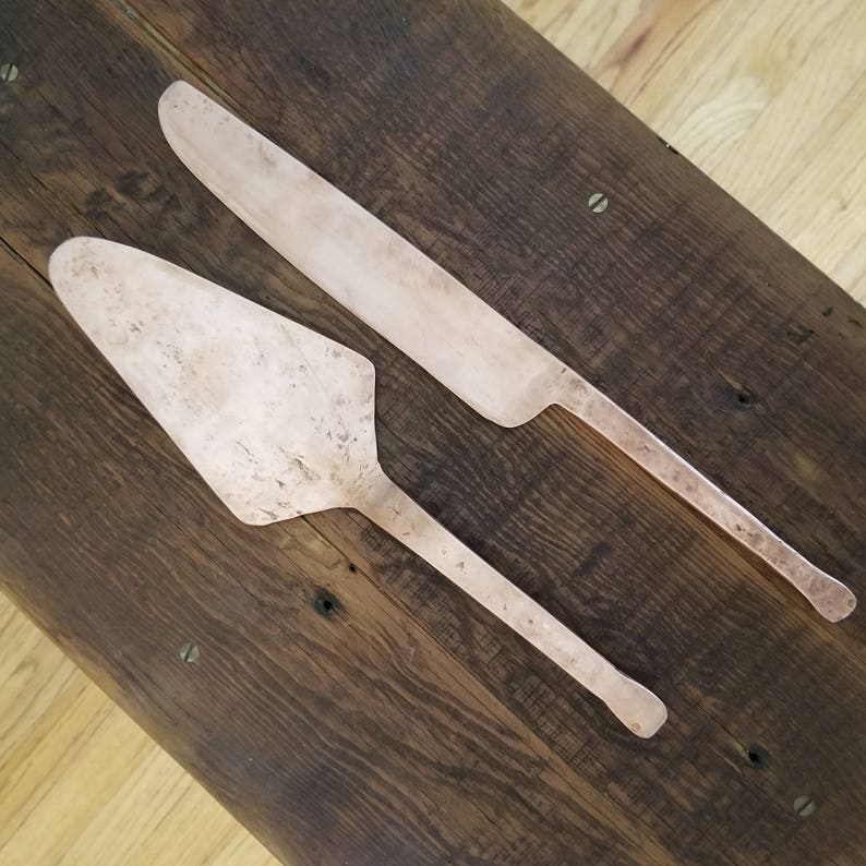 Copper Cake Serving Set. Handmade Solid Copper Cake Knife and Etsy