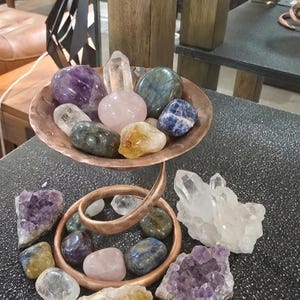 Handmade Copper Incense Holder: Crystal Charger & Candle Stand image 2