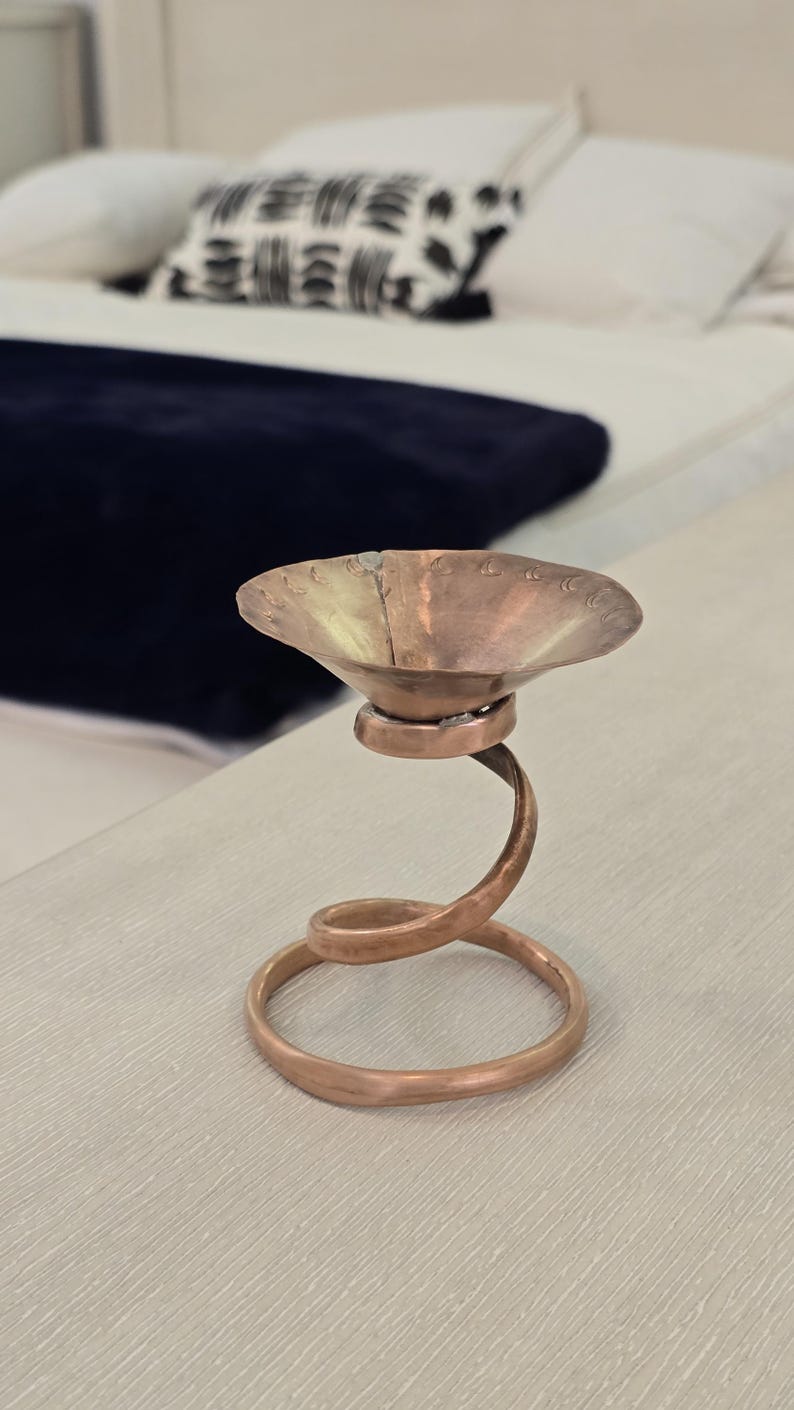 Handmade Copper Incense Holder: Crystal Charger & Candle Stand image 11