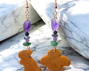 Dino Chicken Nugget Earrings Funny Food Lover Jewelry, Quirky Statement Earrings, Cute Gag Gift
