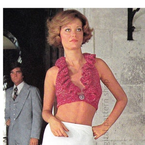 Halter Top Crochet Pattern, Ruffle Halter, Evening Halter Top Womens Instant Download PDF Pattern - C247