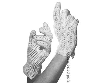 40s Vintage Crochet Gloves Pattern for Women, Lace Gloves Crochet Pattern Wedding Gloves Instant Download PDF Pattern - C216