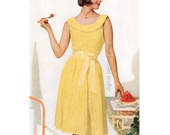 Modello per abito da festa anni '60, abito vintage con gonna svasata senza maniche da donna da scaricare - K189