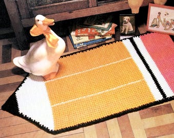 Fun Pencil Rug Crochet Pattern, Easy Vintage Crochet Rug for Kids PDF Download - C358