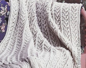 Wzór na szydełkowy afgański włóczkę rybacką, afgański włóczka vintage, teksturowany koc z włóczki czesankowej, natychmiastowe pobranie pliku PDF - C365