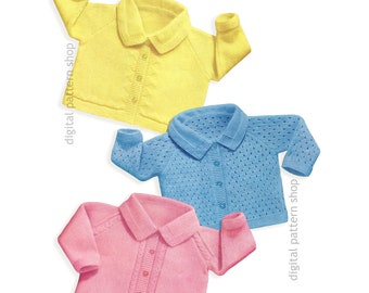 Vintage Baby Sweater Knitting Pattern, 1970s Raglan Jacket (PDF Pattern) K150