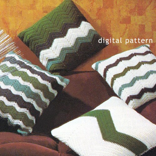 Chevron Flower Pillow Cover PDF Crochet Pattern Instant Etsy