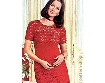 Crochet Dress & Pants Pattern Lace Midriff Dress and Trousers Crochet Pattern Lacy Tunic and Pants PDF Download- C203