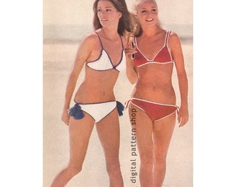 Wzór na szydełkowe bikini, wiązanie na górze i dole stroju kąpielowego, pobieranie pliku PDF na strój kąpielowy C106
