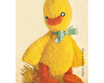 Modello vintage per anatra all'uncinetto, anatroccolo imbottito in mohair, download PDF C83