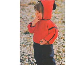 Crochet Pattern Kids Hooded Jacket & Pants Pattern Zipper Back Sweater, Pull On Pants Instant Digital Download PDF Toddler Size 1 2 - C185