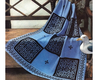 Knit Blanket Pattern Vintage Scandinavian Afghan Knitting Pattern Throw Instant Download PDF - K72