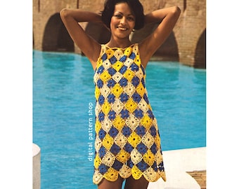 Gehaakte damesjurk patroon vintage kanten motiefjurk gehaakt patroon strandjurk tuniek bedekken pdf Instant downloaden C93
