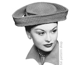 40s Vintage Hat Crochet Pattern, Wide Brim Dramatic Rococo Hat for Women PDF Download C198
