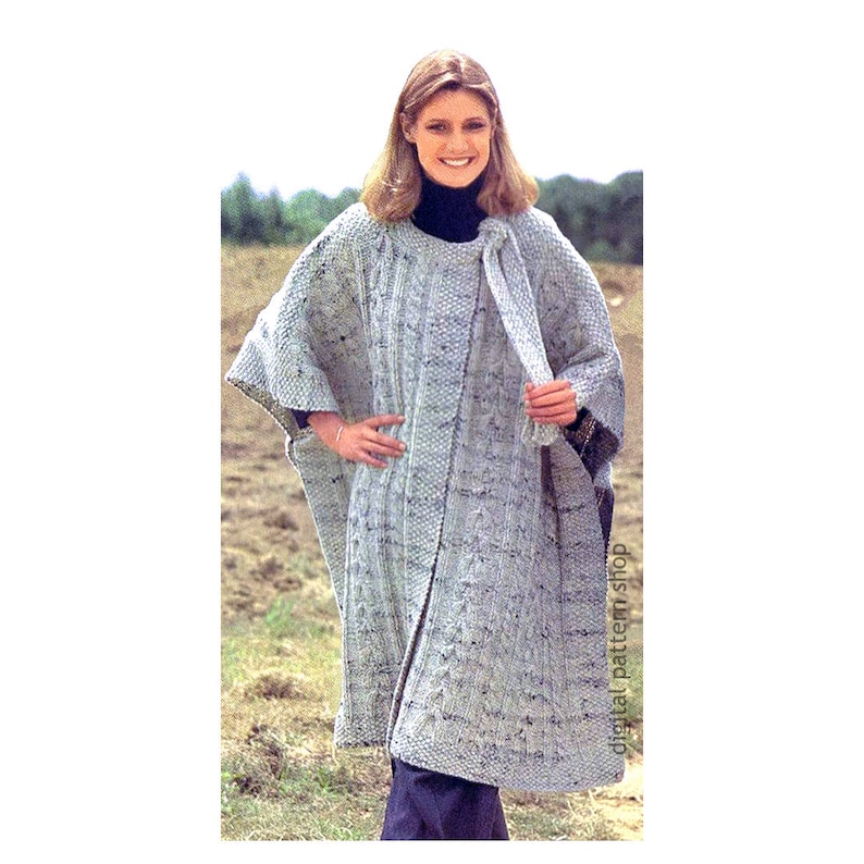 Cape Knitting Pattern Cable Knit Aran Isle Cape Pattern Womens Etsy