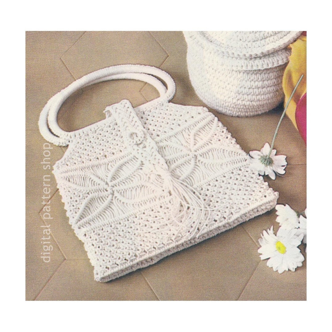 70s Macrame Bag Pattern, Vintage Lacy Macrame Purse or Handbag, Lined ...